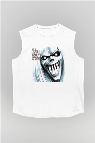 Iron Maiden Beyaz Unisex Kolsuz Tişört