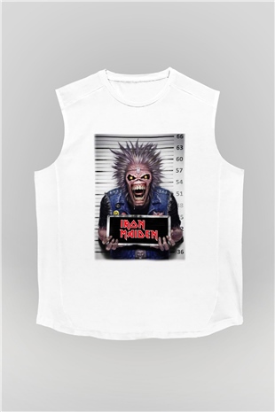 Iron Maiden Beyaz Unisex Kolsuz Tişört