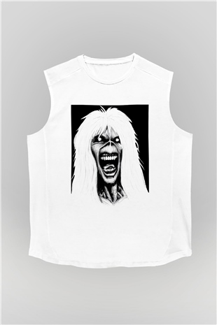 Iron Maiden Beyaz Unisex Kolsuz Tişört