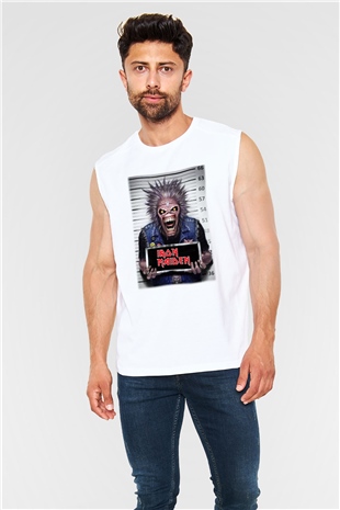 Iron Maiden Beyaz Unisex Kolsuz Tişört