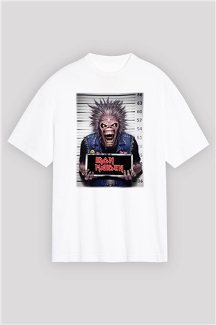 Iron Maiden Beyaz Unisex Oversize Tişört T-Shirt