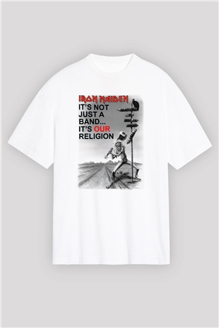 Iron Maiden Beyaz Unisex Oversize Tişört T-Shirt