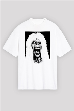 Iron Maiden Beyaz Unisex Oversize Tişört T-Shirt