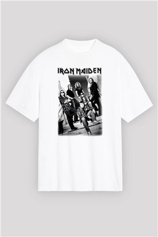 Iron Maiden Beyaz Unisex Oversize Tişört T-Shirt