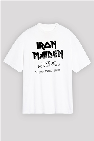 Iron Maiden Beyaz Unisex Oversize Tişört T-Shirt