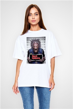 Iron Maiden Beyaz Unisex Oversize Tişört T-Shirt