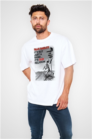Iron Maiden Beyaz Unisex Oversize Tişört T-Shirt