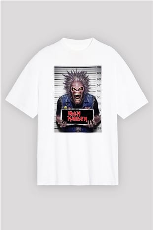 Iron Maiden Beyaz Unisex Oversize Tişört T-Shirt