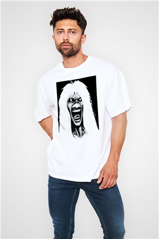 Iron Maiden Beyaz Unisex Oversize Tişört T-Shirt