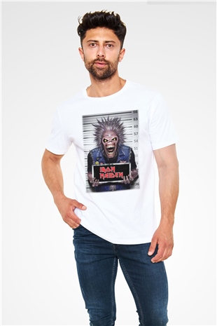 Iron Maiden Beyaz Unisex Tişört T-Shirt - TişörtFabrikası