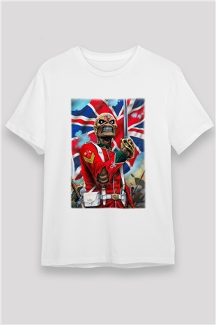 Iron Maiden Beyaz Unisex Tişört T-Shirt - TişörtFabrikası