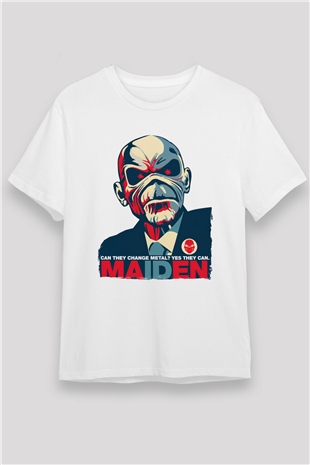 Iron Maiden Beyaz Unisex Tişört T-Shirt - TişörtFabrikası