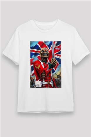 Iron Maiden Beyaz Unisex Tişört T-Shirt - TişörtFabrikası