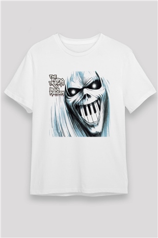 Iron Maiden Beyaz Unisex Tişört T-Shirt - TişörtFabrikası