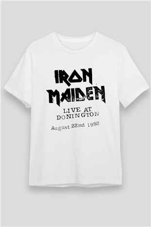 Iron Maiden Beyaz Unisex Tişört T-Shirt - TişörtFabrikası