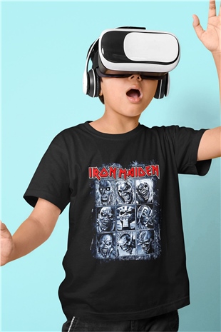 Iron Maiden Eddie Baskılı Siyah Unisex Çocuk Tişört