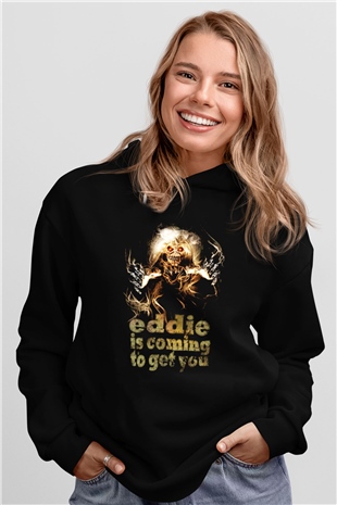 Iron Maiden Eddie İs Coming To Get You Siyah Unisex Hoodie