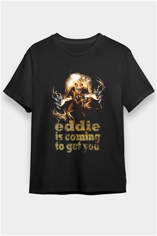 Iron Maiden Eddie İs Coming To Get You Siyah Unisex Tişört T-Shirt - TişörtFabrikası