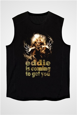 Iron Maiden Eddie İs Coming To Get You Siyah Unisex Kolsuz Tişört