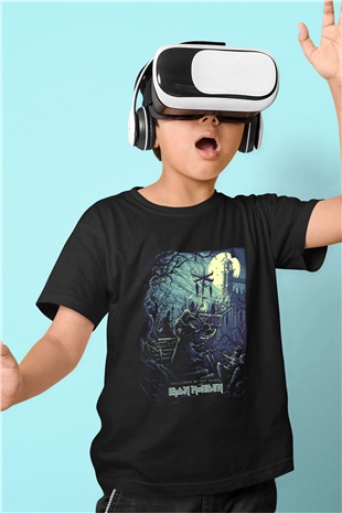 Iron Maiden Hallowed Be Thy Name Baskılı Siyah Unisex Çocuk Tişört
