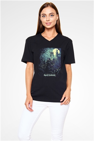 Iron Maiden Hallowed Be Thy Name Siyah Unisex V Yaka Tişört T-Shirt
