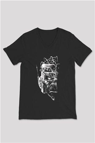 Iron Maiden İlluminati Eddie Siyah Unisex V Yaka Tişört T-Shirt