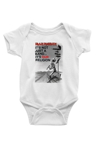 Iron Maiden İts Not Just A Band Its Our Religion Baskılı Beyaz Unisex Bebek Body - Zıbın