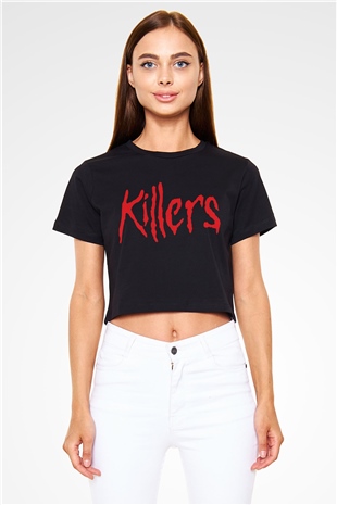 Iron Maiden Siyah Crop Top Tişört