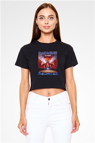 Iron Maiden Siyah Crop Top Tişört