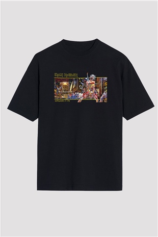 Iron Maiden Siyah Unisex Oversize Tişört T-Shirt