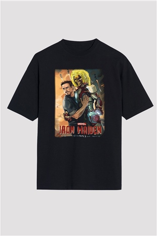 Iron Maiden Siyah Unisex Oversize Tişört T-Shirt