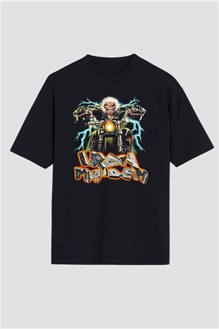 Iron Maiden Siyah Unisex Oversize Tişört T-Shirt