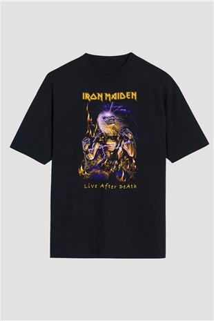 Iron Maiden Siyah Unisex Oversize Tişört T-Shirt