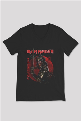 Iron Maiden Siyah Unisex V Yaka Tişört
