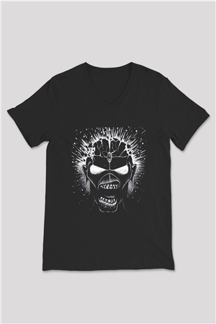 Iron Maiden Siyah Unisex V Yaka Tişört