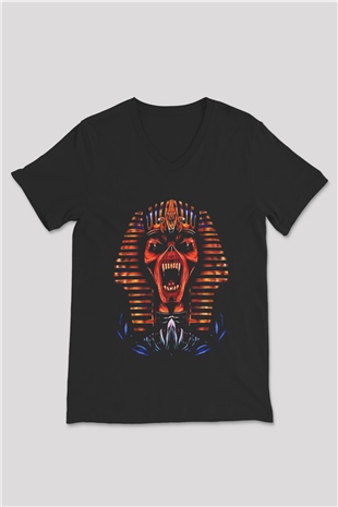 Iron Maiden Siyah Unisex V Yaka Tişört T-Shirt