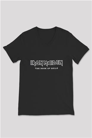 Iron Maiden Siyah Unisex V Yaka Tişört T-Shirt