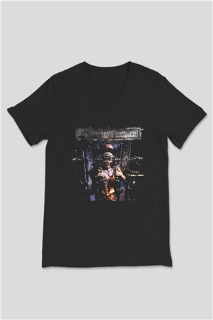 Iron Maiden Siyah Unisex V Yaka Tişört T-Shirt