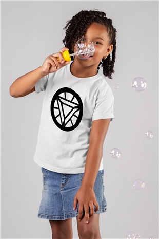 Iron Man Baskılı Beyaz Unisex Çocuk Tişört
