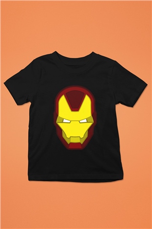Iron Man Baskılı Siyah Unisex Çocuk Tişört