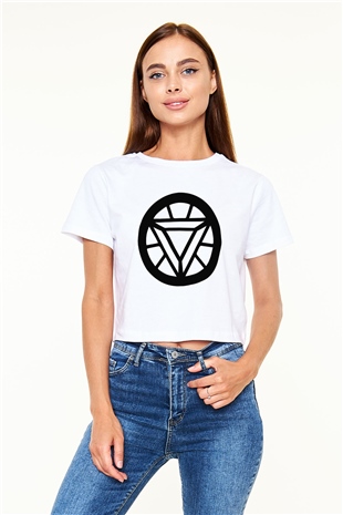 Iron Man Beyaz Croptop Tişört