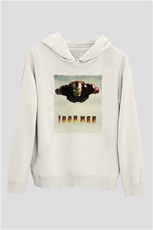 Iron Man Beyaz Unisex Hoodie