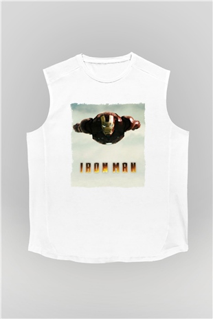 Iron Man Beyaz Unisex Kolsuz Tişört