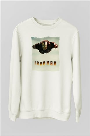 Iron Man Beyaz Unisex Sweatshirt