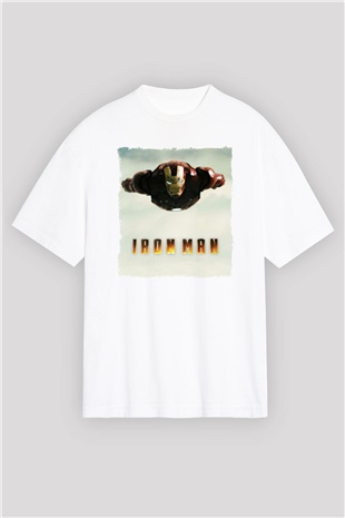 Iron Man Beyaz Oversize Tişört Oversize T-shirt