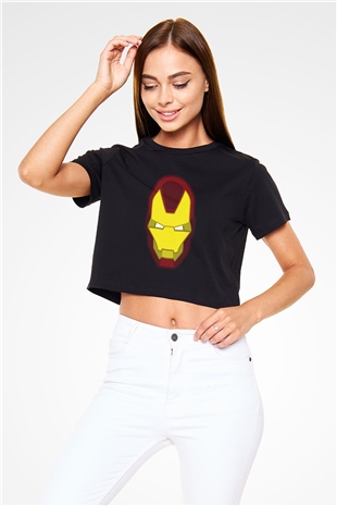Iron Man Siyah Crop Top Tişört