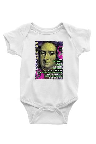 Isaac Newton Alıntı Baskılı Beyaz Bebek Body - Zıbın
