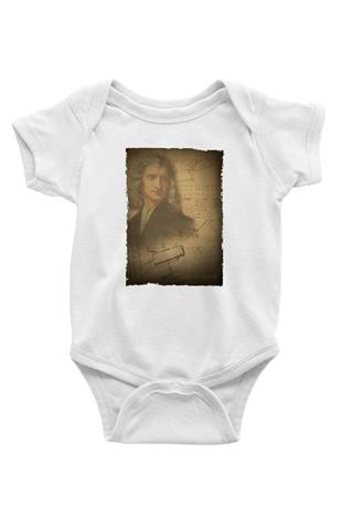 Isaac Newton Baskılı Beyaz Bebek Body - Zıbın