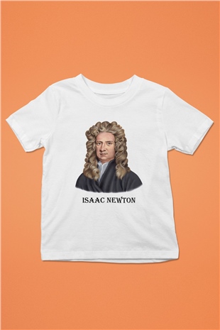İsaac Newton Portre Baskılı Unisex Beyaz Çocuk Tişört