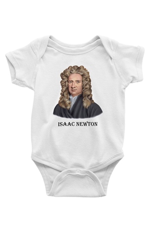 İsaac Newton Portre Baskılı Unisex Beyaz Bebek Body - Zıbın